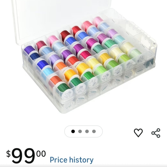 Multi-Color Thread Organizer Box With 82 Spools Of RayonThread - Picture 6 of 7